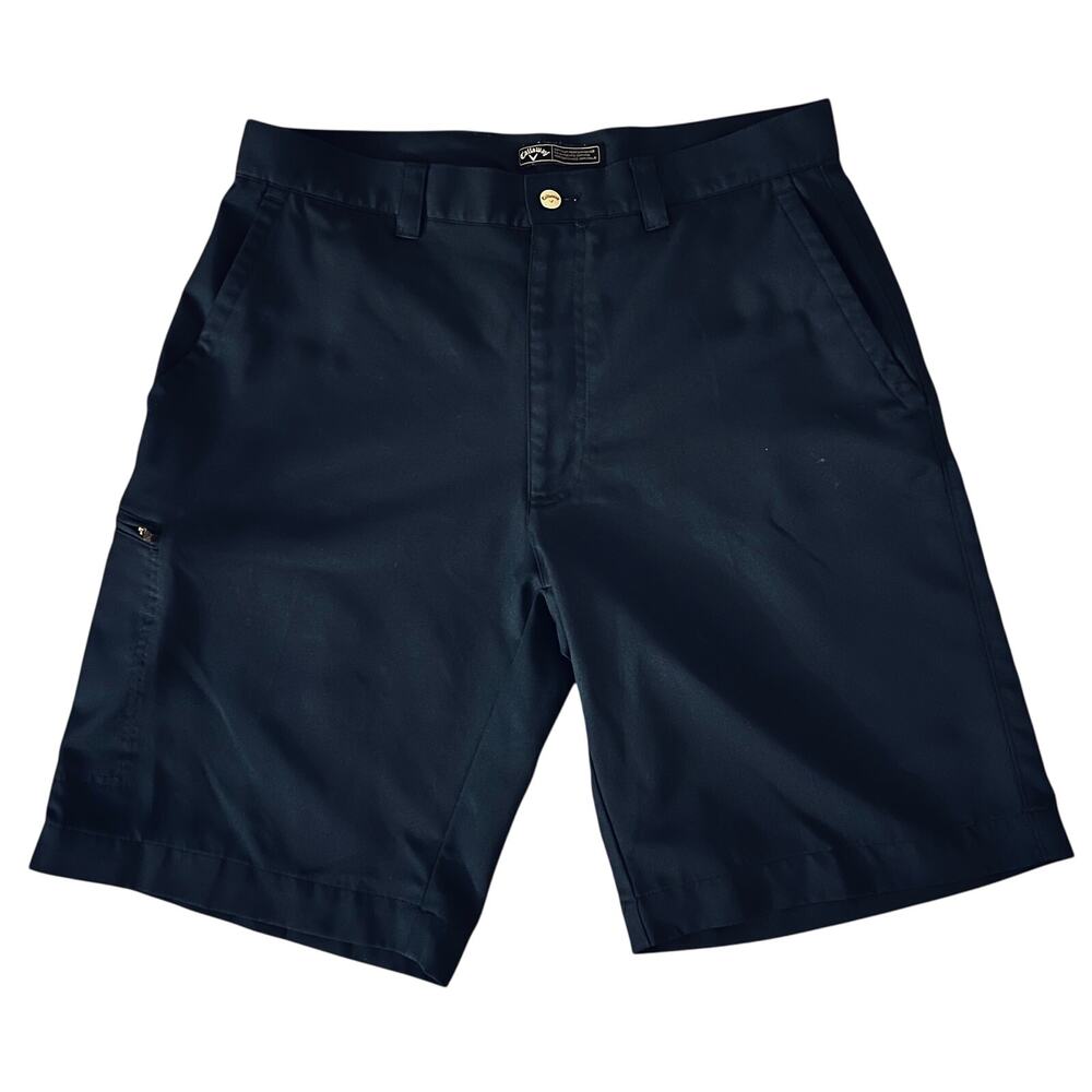 Callaway Performance Golf Shorts Size 32 10" Inseam Navy‎ Side Zipper Pocket EUC